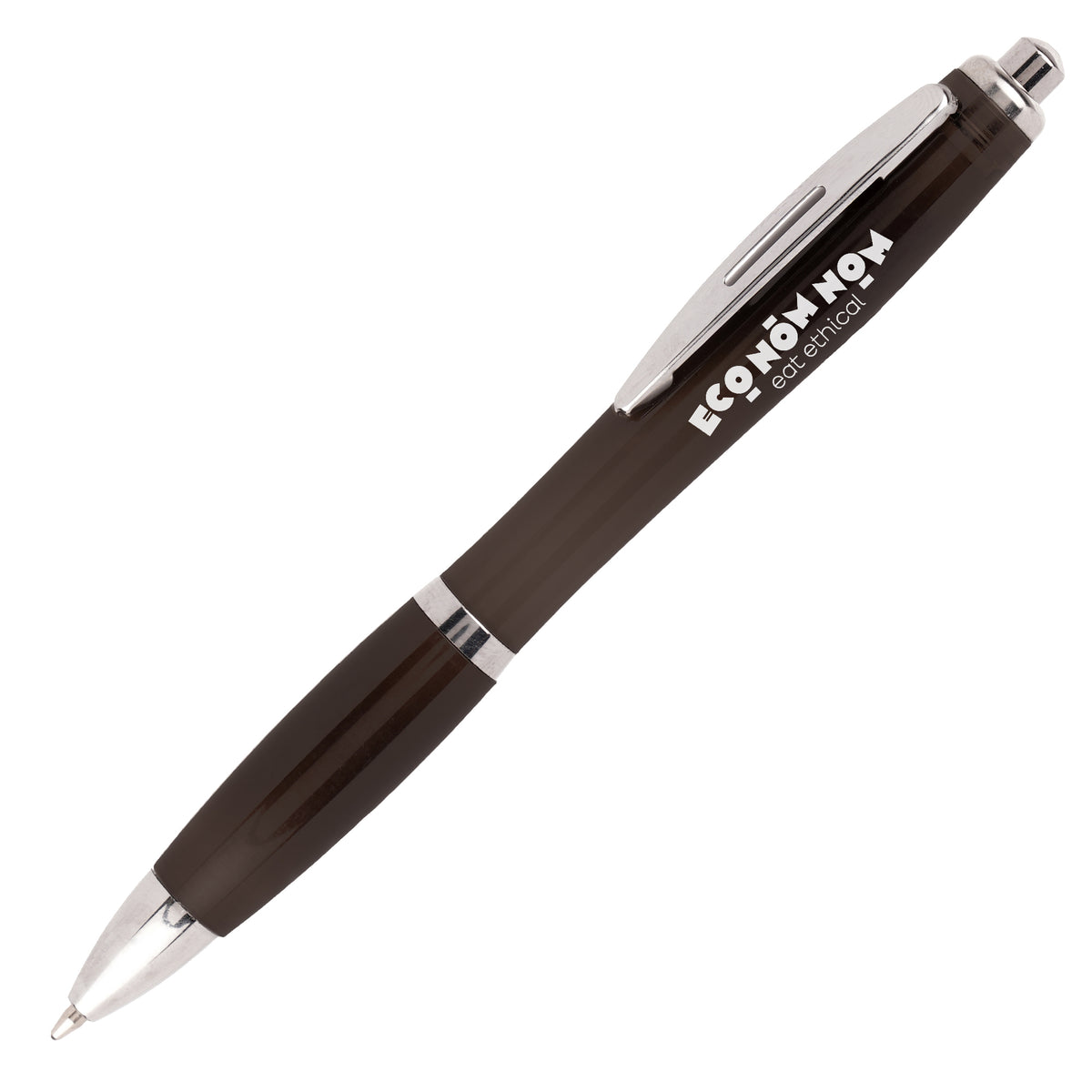 Branded Recycled PET Push Ball Pen with Metal Clip in BLACK