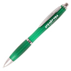 Branded Recycled PET Push Ball Pen with Metal Clip in GREEN