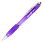Branded Recycled PET Push Ball Pen with Metal Clip in PURPLE