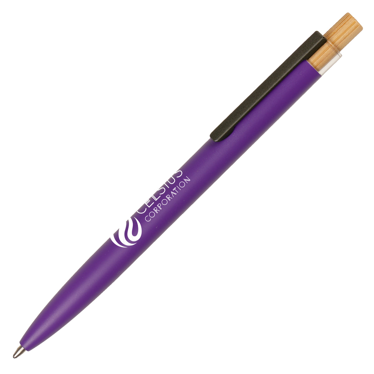 Branded Recycled Aluminium Ball Pen with Charity Donation in PURPLE