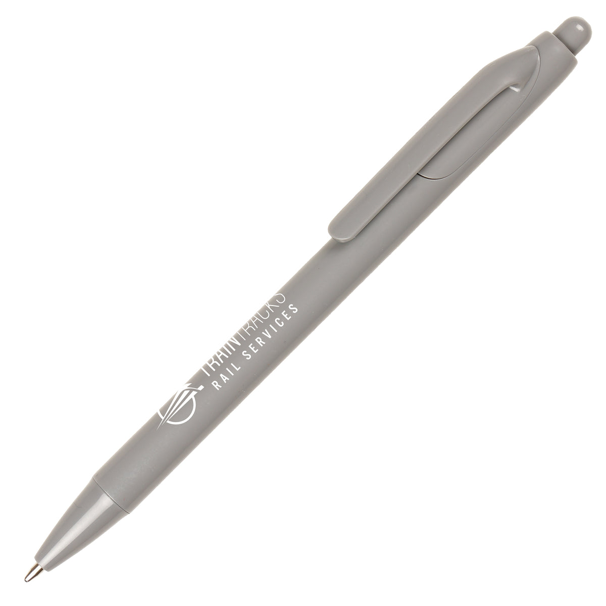 Branded Recycled Push-Action Ball Pen in Grey