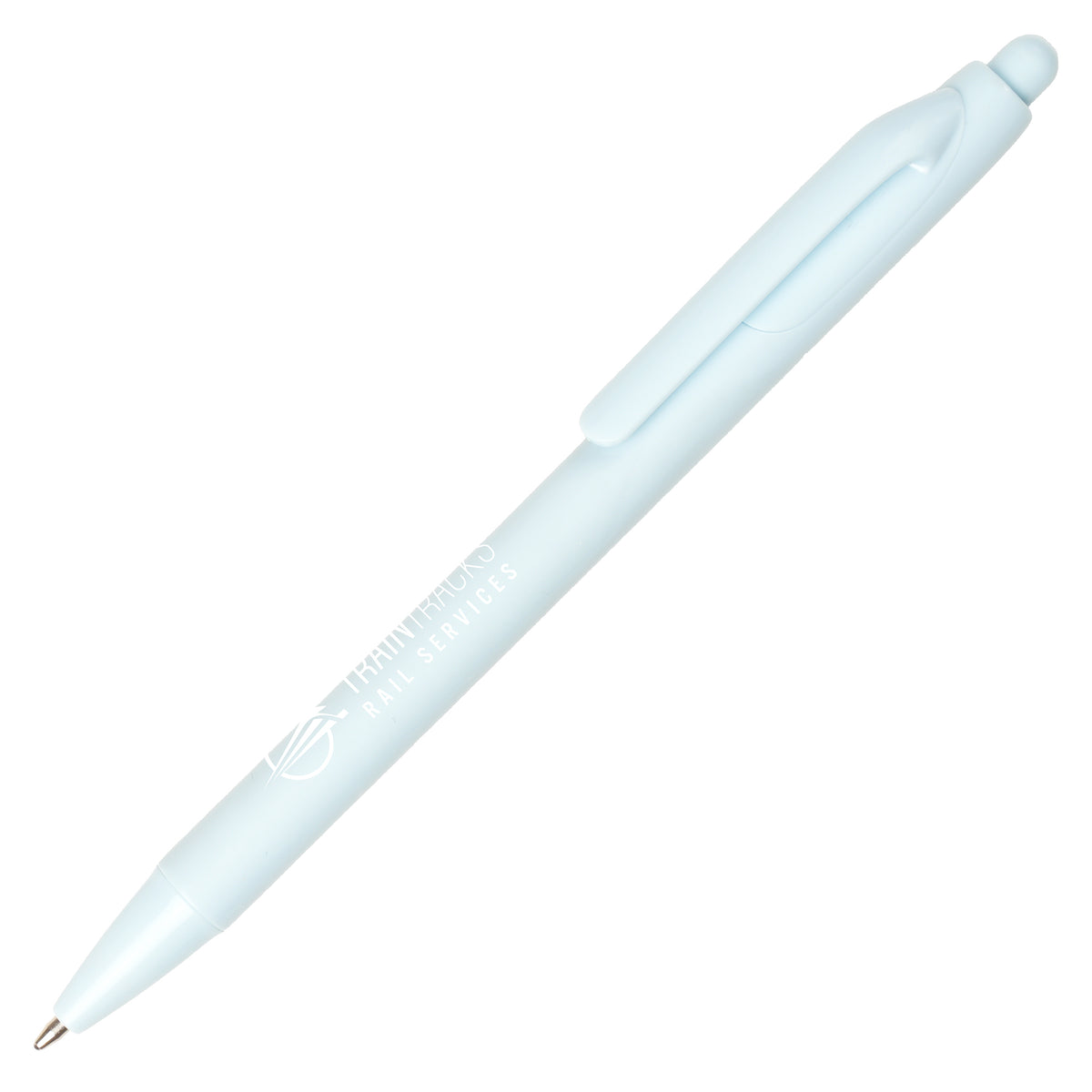 Branded Recycled Push-Action Ball Pen in PASTEL BLUE
