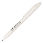 Branded Recycled Push-Action Ball Pen in WHITE