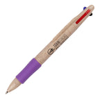 Branded Wheat Plastic 4 Colour Ink Ball Pen in PURPLE