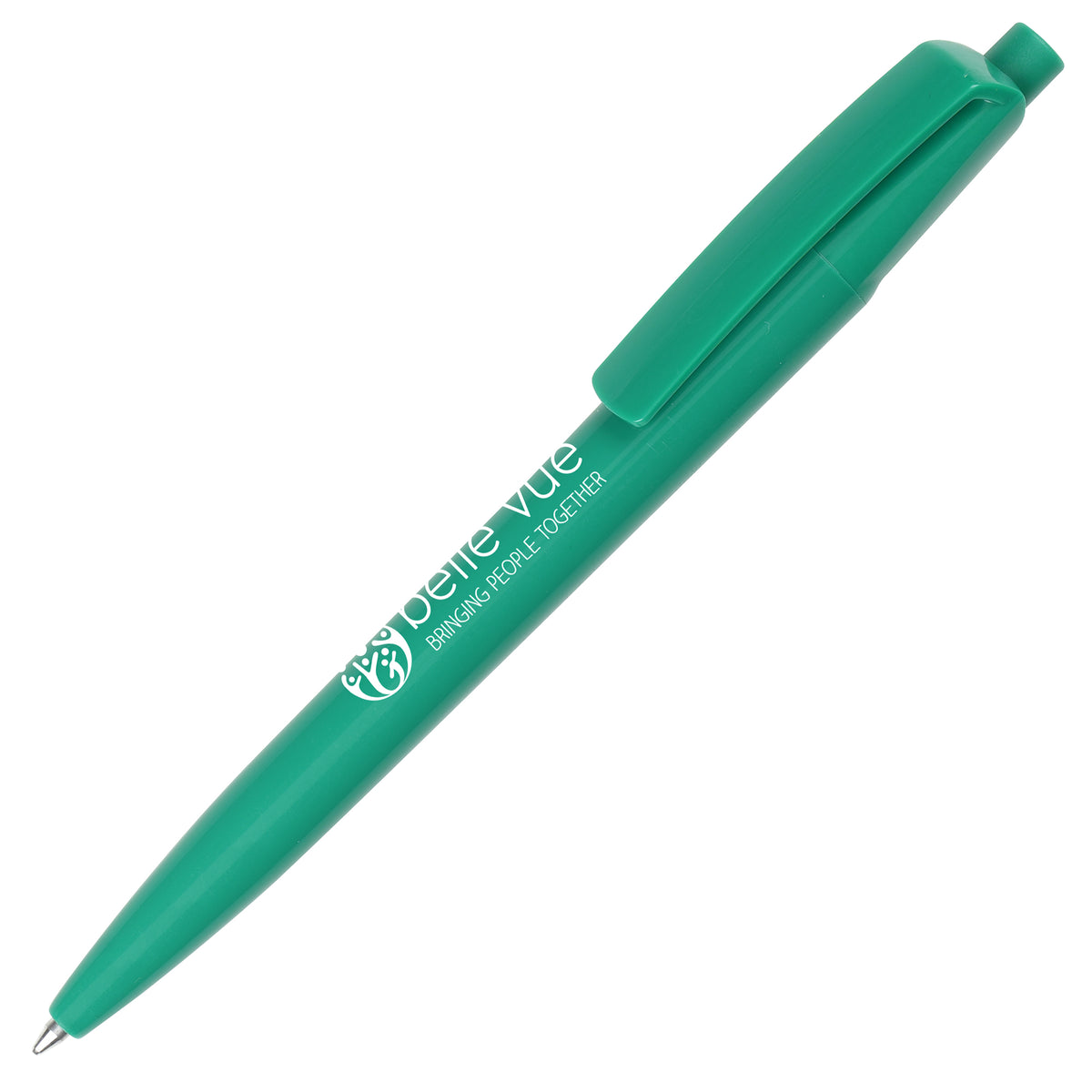 Branded Italian-Made RPET Push-Action Ball Pen in DARK GREEN