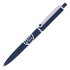 Branded Gloss Push Action Ball Pen with Metal Clip in DARK BLUE