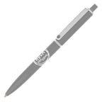 Branded Gloss Push Action Ball Pen with Metal Clip in GREY