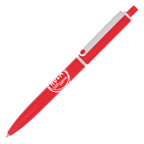 Branded Gloss Push Action Ball Pen with Metal Clip in RED