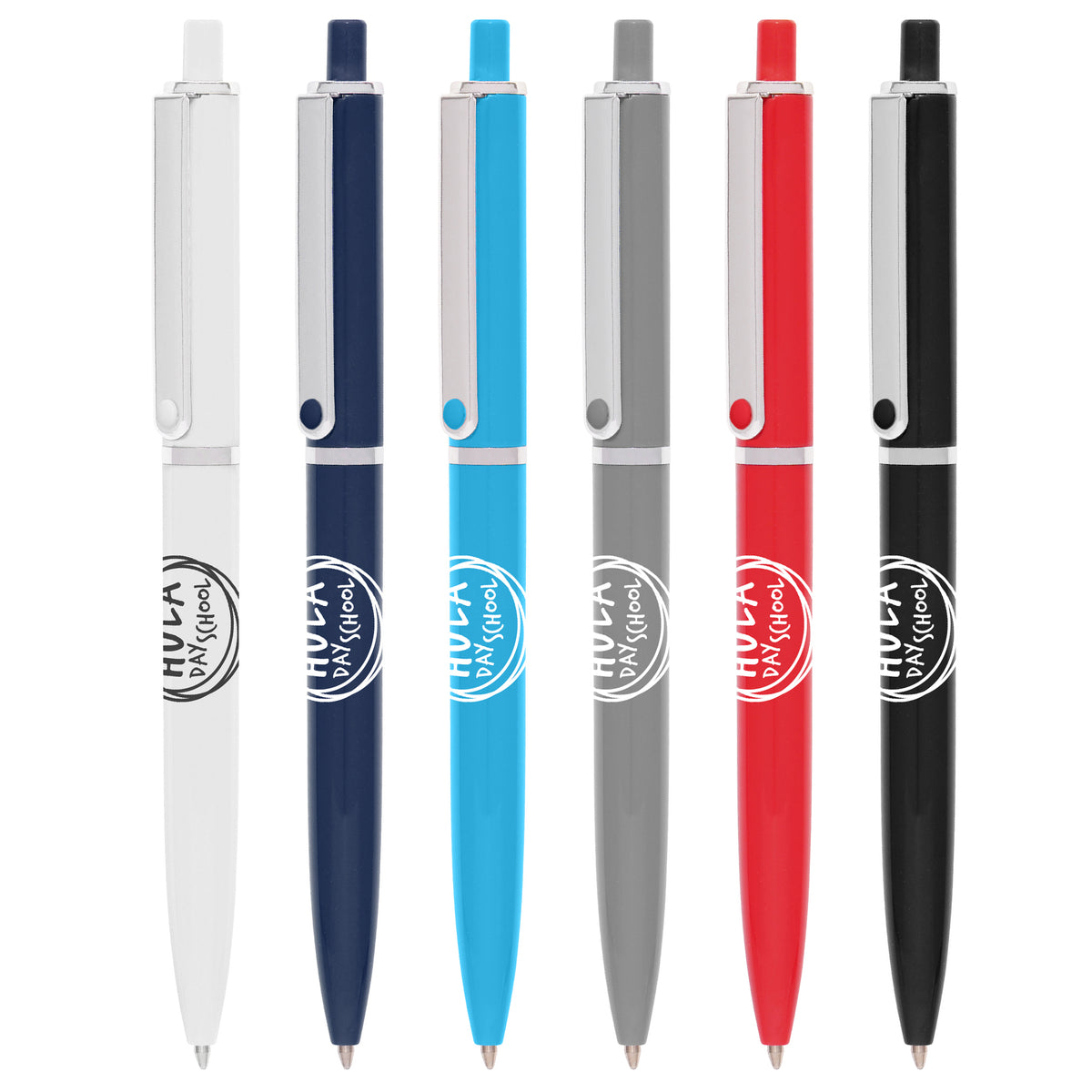 Branded Gloss Push Action Ball Pen with Metal Clip