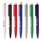 Branded Glossy Recycled ABS Ball Pen with Bamboo Pusher