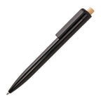 Branded Glossy Recycled ABS Ball Pen with Bamboo Pusher