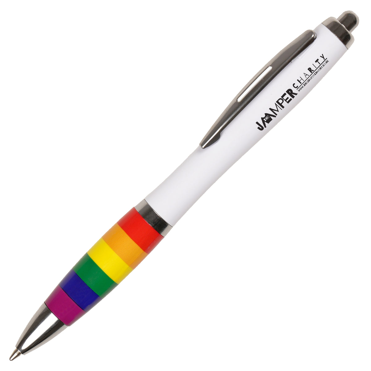 Branded Push Action Ball Pen with Rainbow Grip Detail