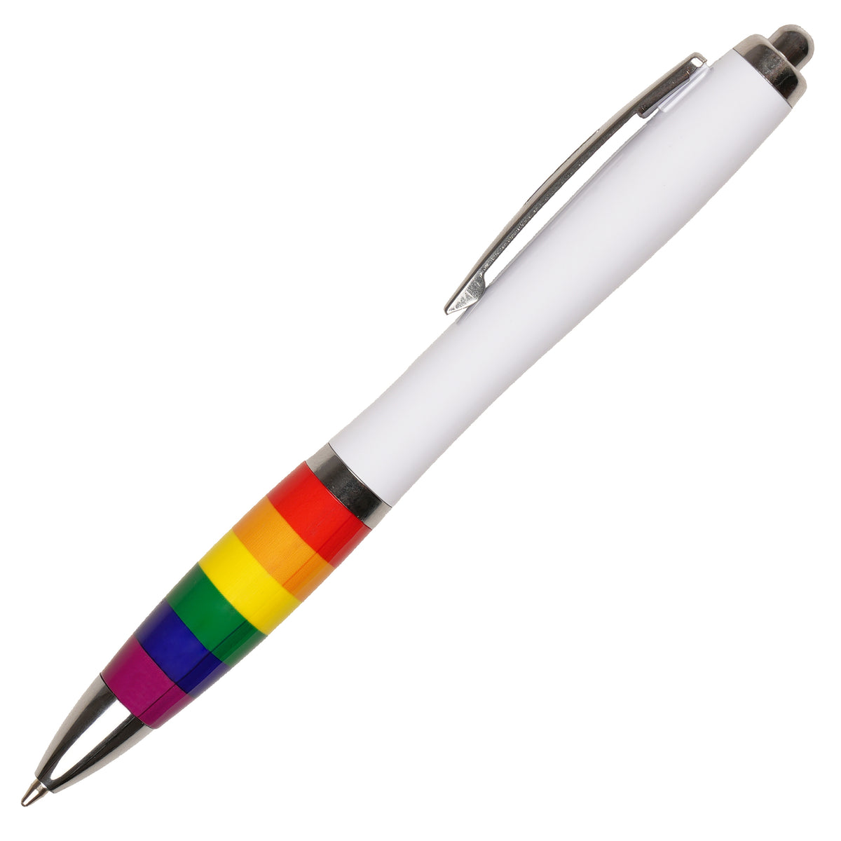 Branded Push Action Ball Pen with Rainbow Grip Detail