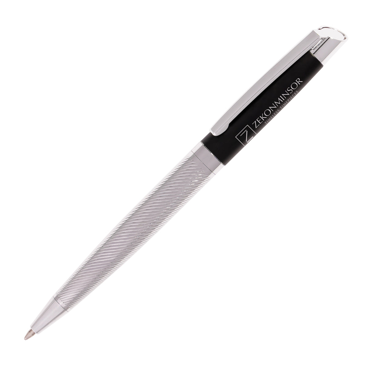 Branded Metal Twist Action Ball Pen with Spiral Barrel