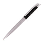 Branded Metal Twist Action Ball Pen with Spiral Barrel in BLACK