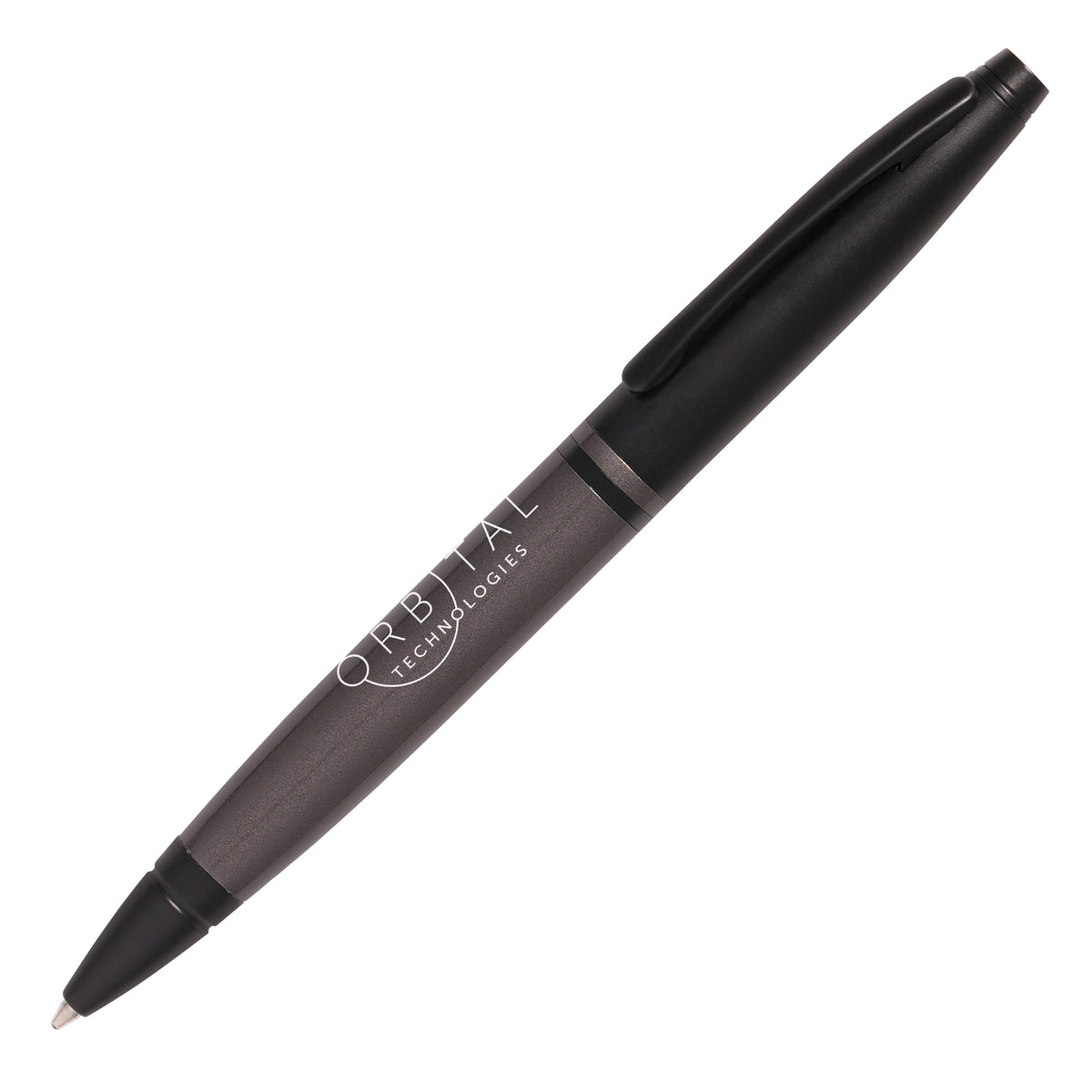 Branded Satin Metal Twist Action Ball Pen in GUN METAL