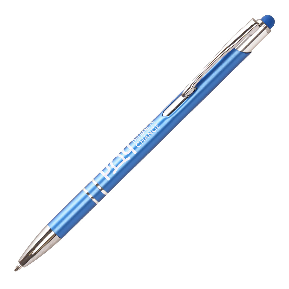 Branded Recycled Aluminium Stylus Ball Pen in BLUE
