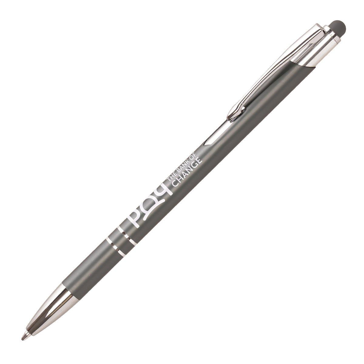 Branded Recycled Aluminium Stylus Ball Pen in GREY