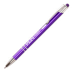 Branded Recycled Aluminium Stylus Ball Pen in PURPLE