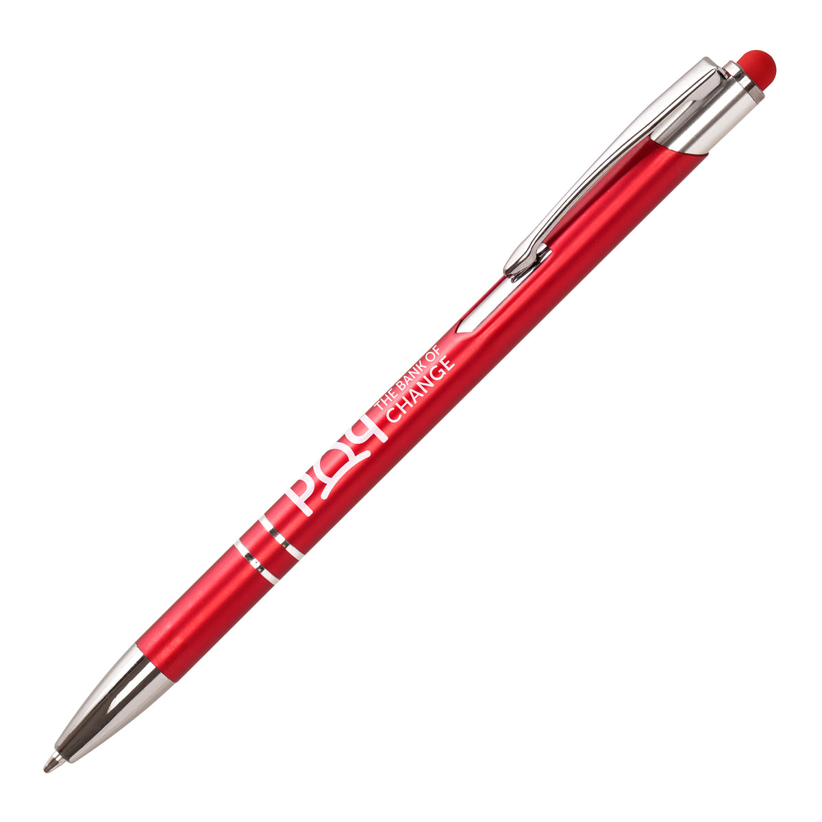 Branded Recycled Aluminium Stylus Ball Pen in RED