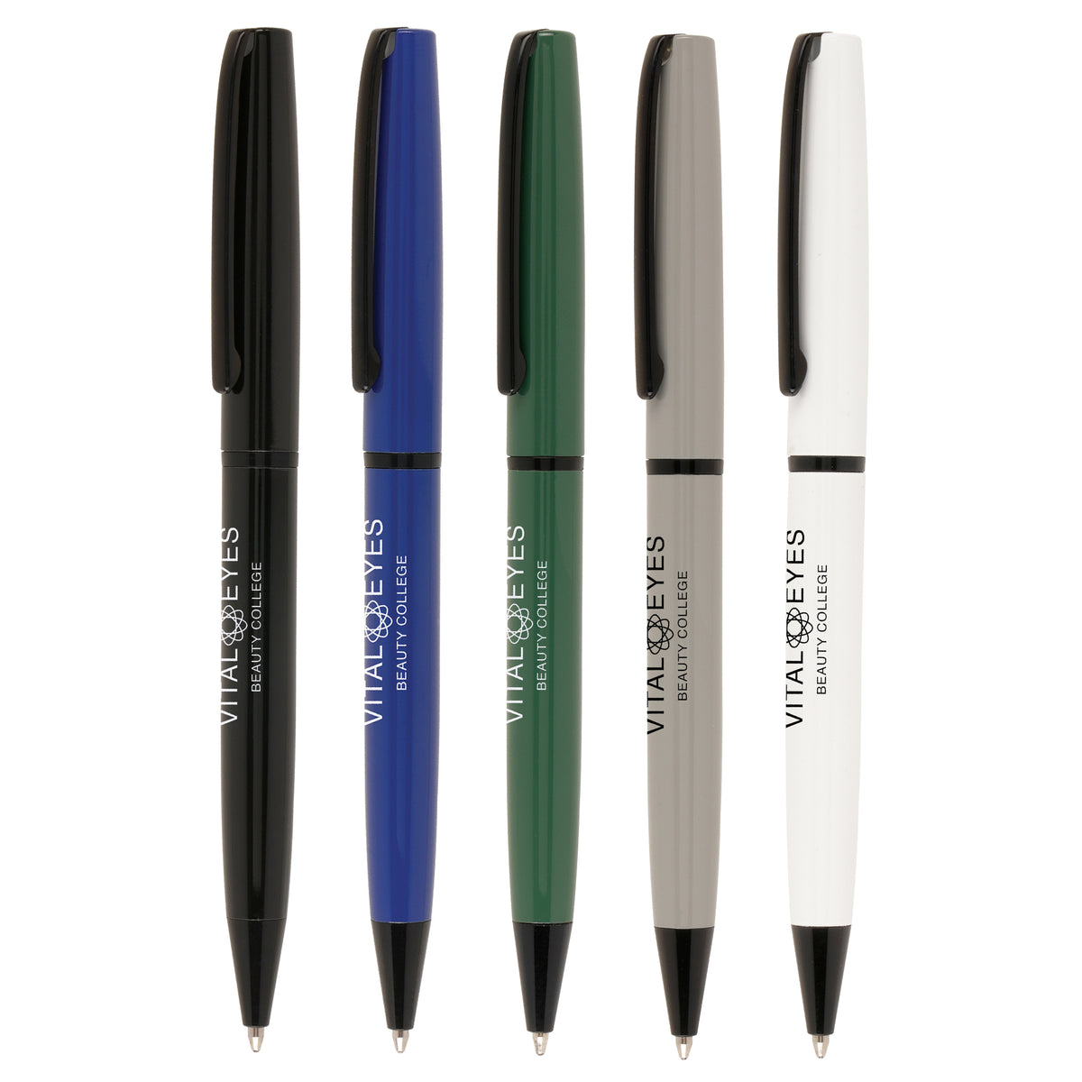 Branded Aluminium Ball Pen with Black Clip and Nose Cone