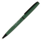 Branded Aluminium Ball Pen with Black Clip and Nose Cone in GREEN