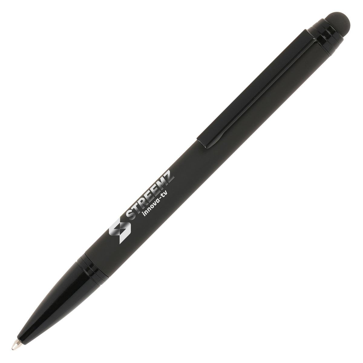 Branded Black Soft Feel Metal Stylus Ball Pen