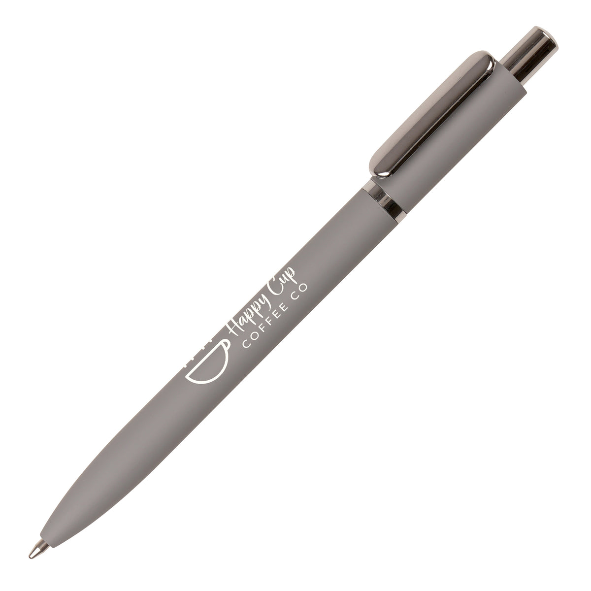 Branded Pastel Soft Feel Recycled Aluminium Ball Pen in PASTEL GREY