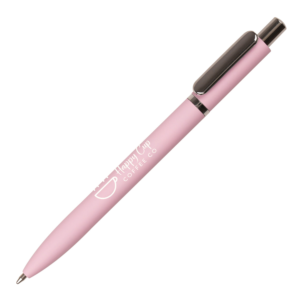 Branded Pastel Soft Feel Recycled Aluminium Ball Pen in PASTEL PINK