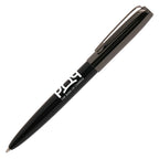 Branded Stainless Steel Ball Pen with Gunmetal Top in BLACK