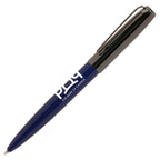 Branded Stainless Steel Ball Pen with Gunmetal Top in NAVY BLUE