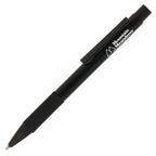 Branded Recycled Aluminium Ball Pen with Silicone Grip in BLACK