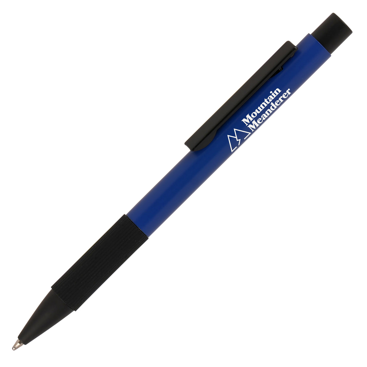 Branded Recycled Aluminium Ball Pen with Silicone Grip in NAVY BLUE
