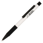 Branded Recycled Aluminium Ball Pen with Silicone Grip in WHITE
