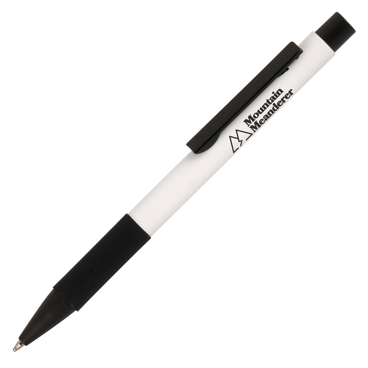 Branded Recycled Aluminium Ball Pen with Silicone Grip in WHITE
