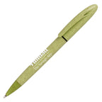 Branded Wheat Plastic Twist Ball Pen with Highlighter in GREEN