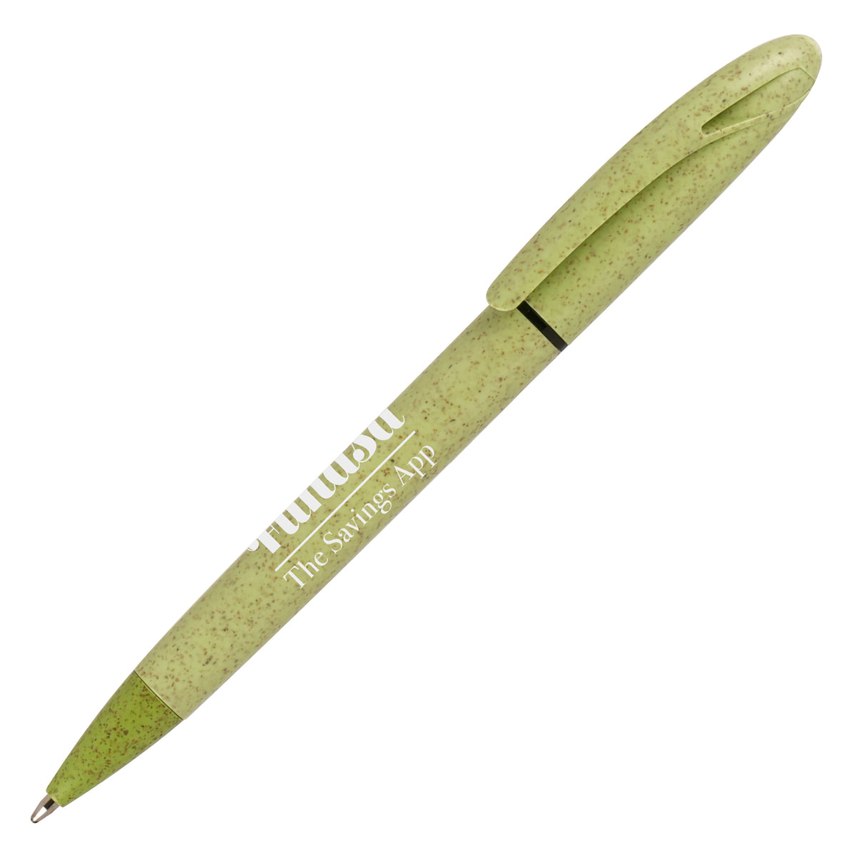 Branded Wheat Plastic Twist Ball Pen with Highlighter in GREEN