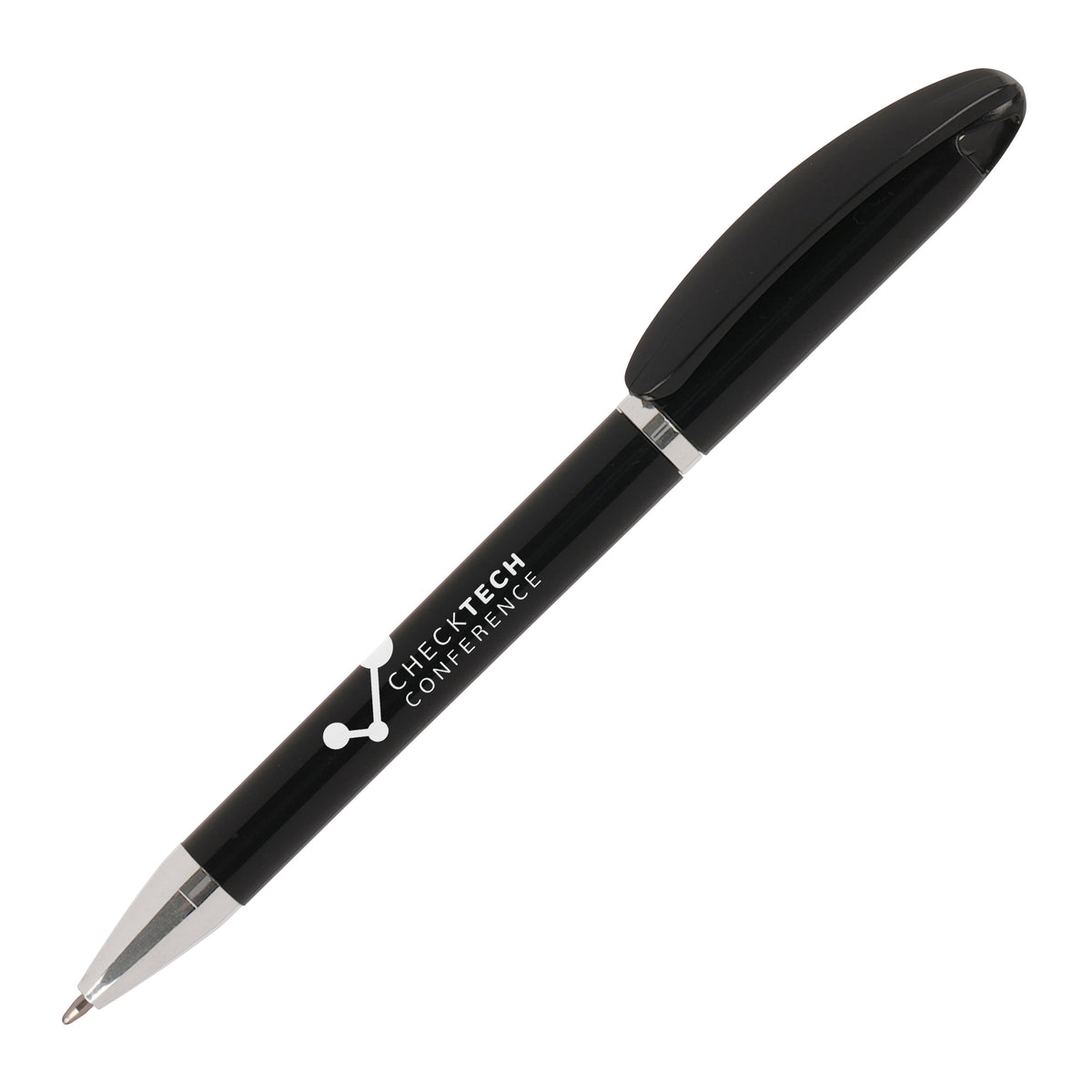 Branded Recycled ABS Ball Pen with Lanyard Loop in BLACK