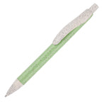 Branded Wheat Plastic Push Action Ball Pen in GREEN