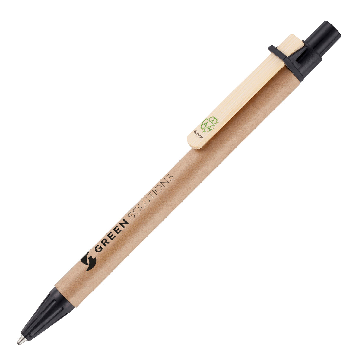 Branded Card Barrel Ball Pen with Wooden Clip