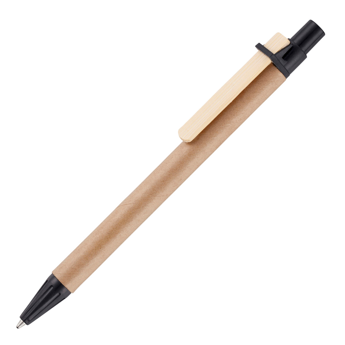 Branded Card Barrel Ball Pen with Wooden Clip