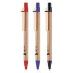Branded Card Barrel Ball Pen with Wooden Clip