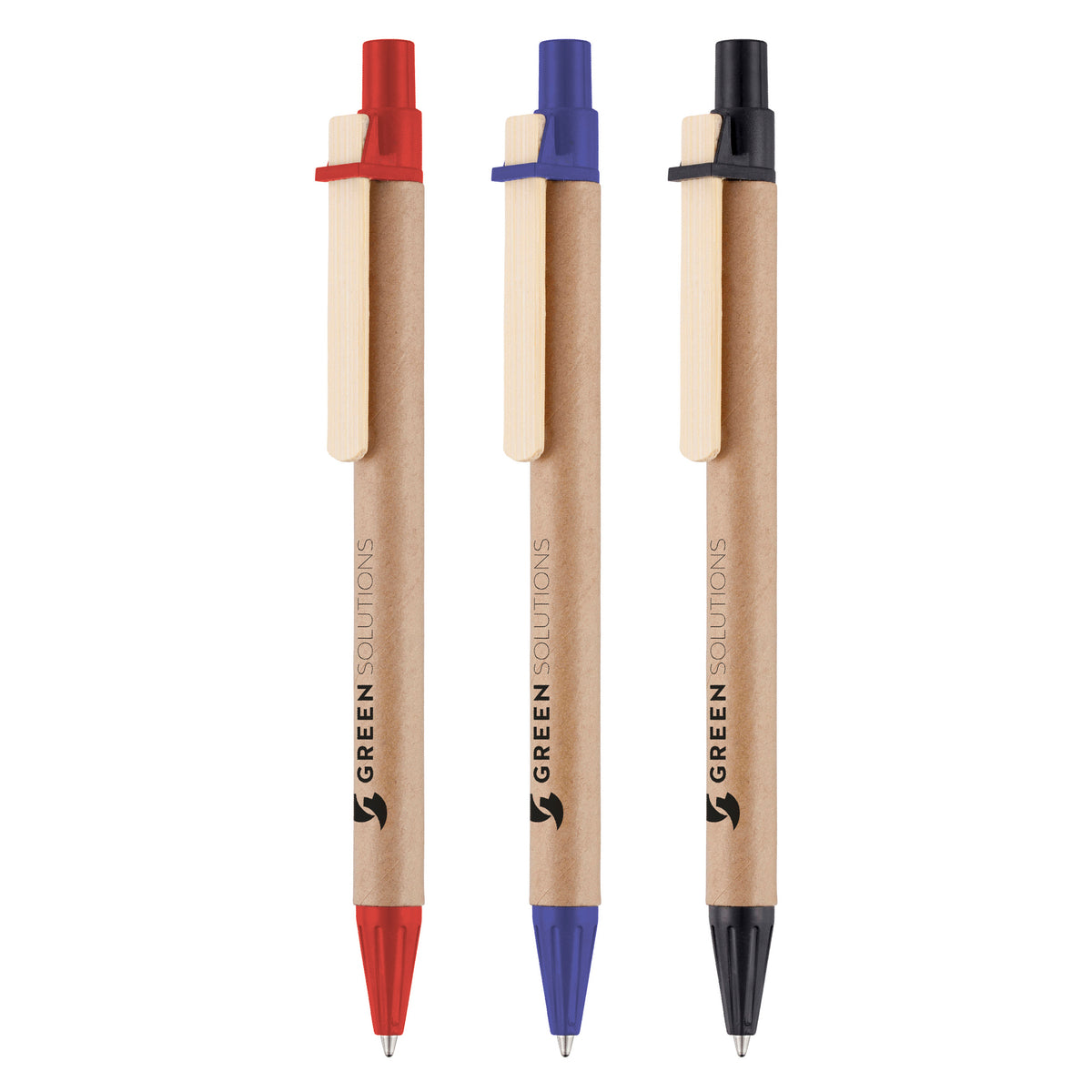 Branded Card Barrel Ball Pen with Wooden Clip