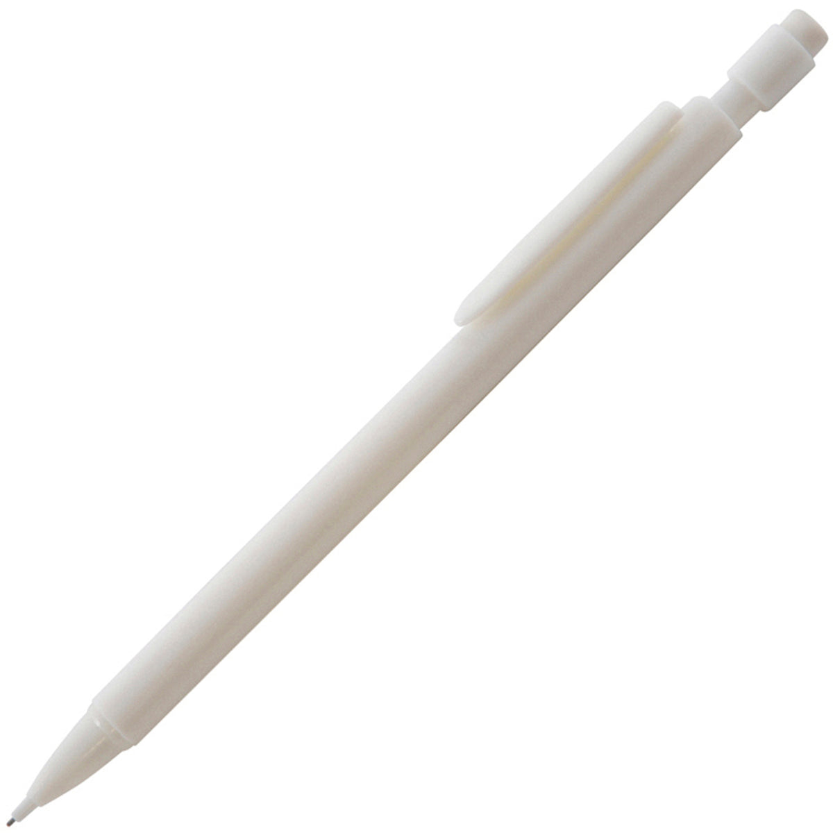 Branded Plastic Mechanical Pencil with Eraser in WHITE