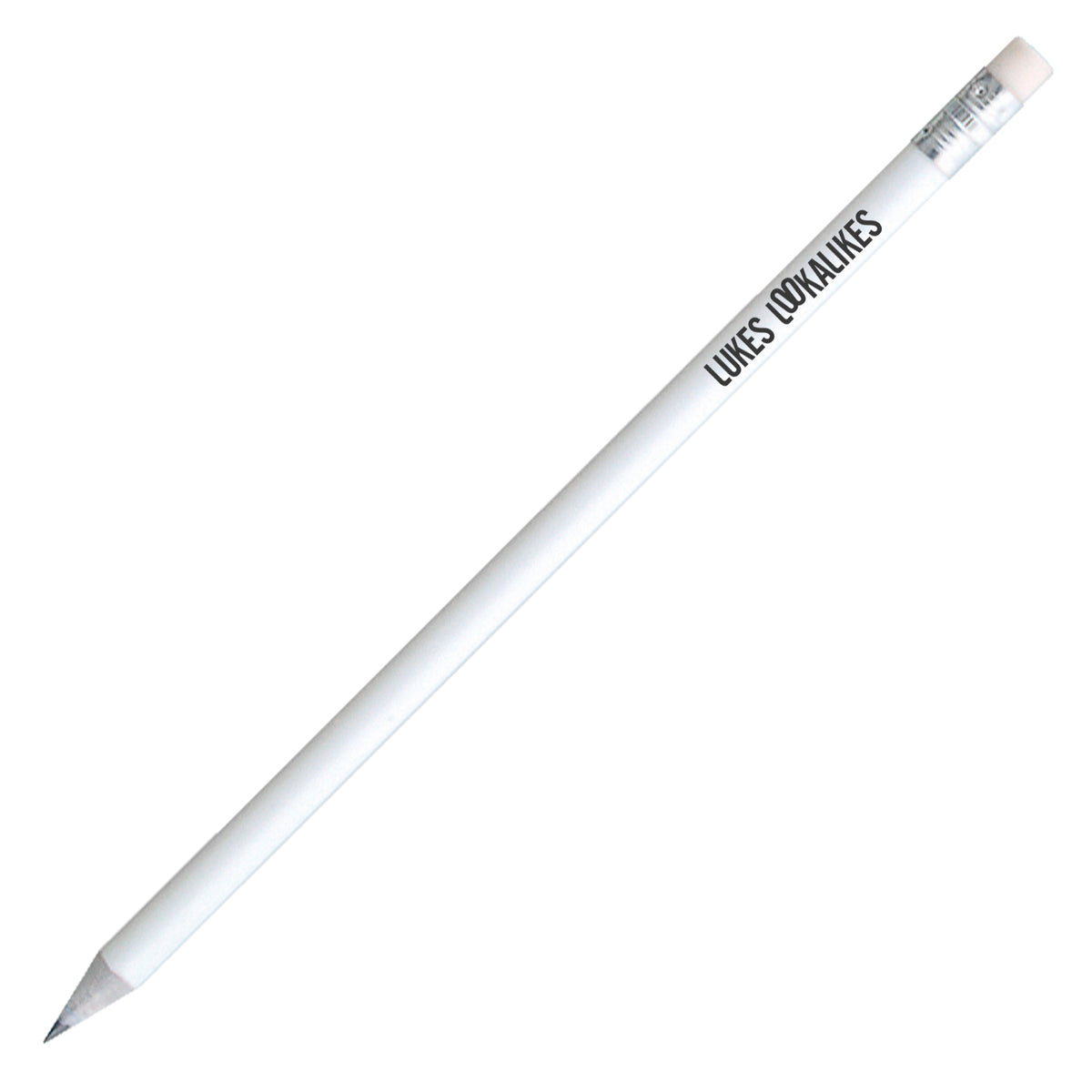 Branded Recycled Newspaper Pencil with Eraser in WHITE