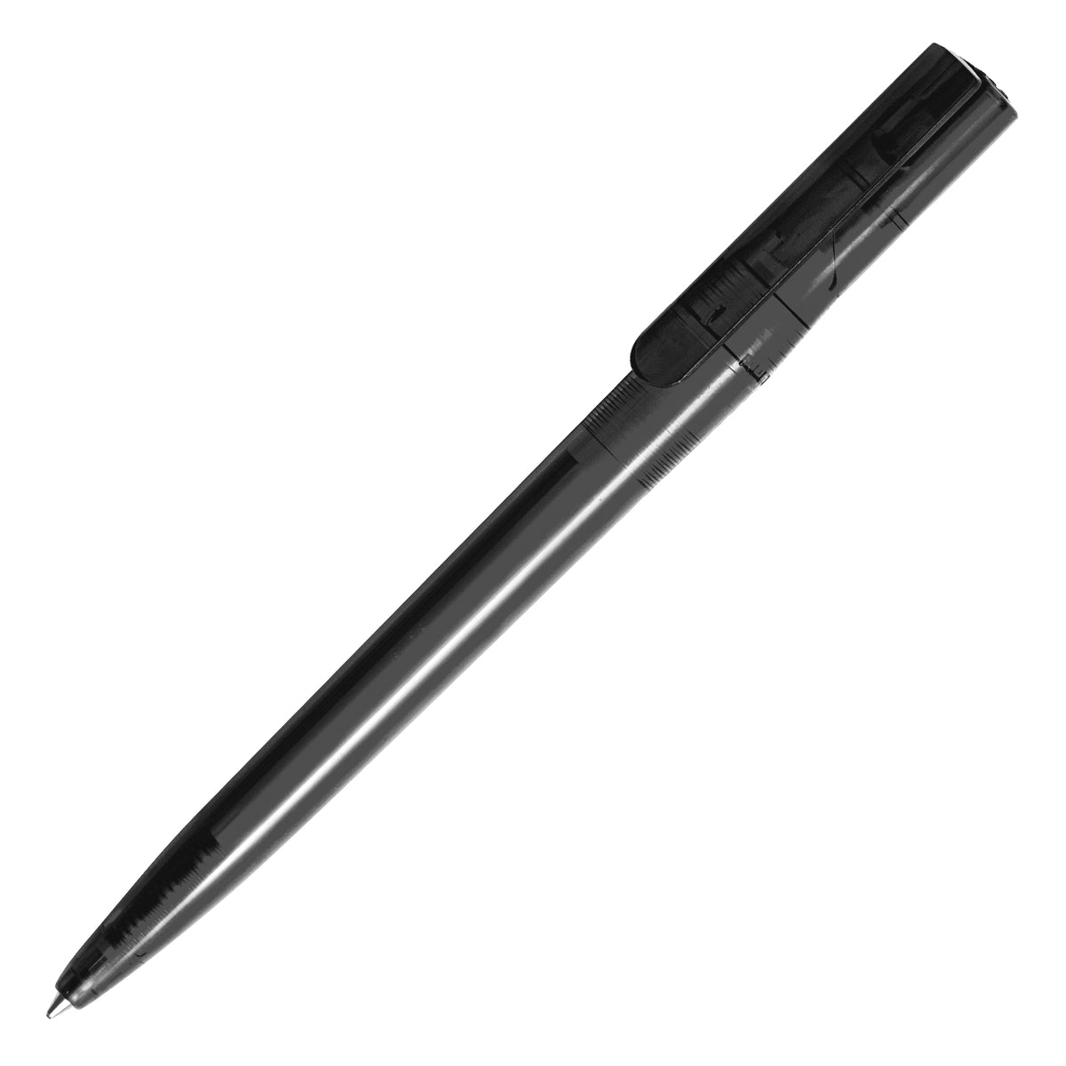Branded Twist-Action RPET Ball Pen from Recycled Bottles in BLACK