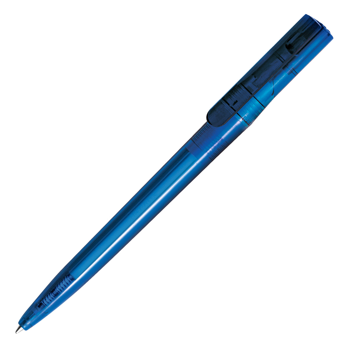 Branded Twist-Action RPET Ball Pen from Recycled Bottles in BLUE