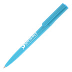 Branded Solid Colour Twist-Action RPET Ball Pen in LIGHT BLUE