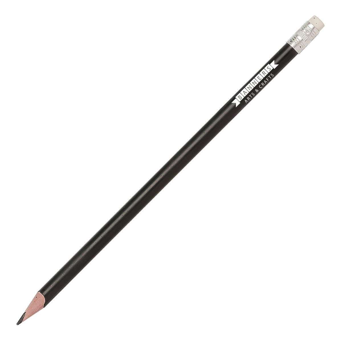 Branded Recycled Plastic Pencil with Eraser in BLACK