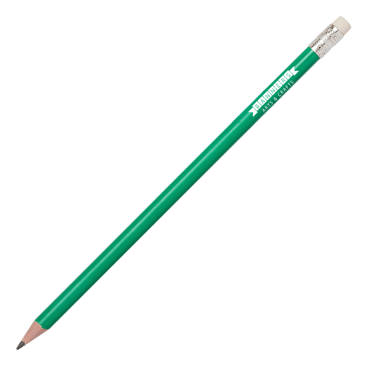 Branded Recycled Plastic Pencil with Eraser in GREEN